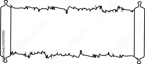 Old letter scroll vintage parchment ancient manuscript old paper sheet antique document scrolls, line style retro writing paper illustration design