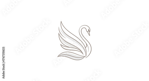 elegant minimalist swan wings logo, couture luxury bridal brand identity, ultra refined abstract curve composition