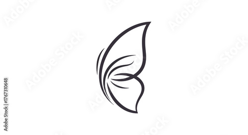 luxury butterfly wing abstract logo, graceful monoline minimalism, feminine upscale beauty brand identity