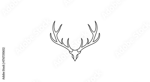 luxury minimalist elk horns logo, heritage premium masculine identity, fine balanced line art