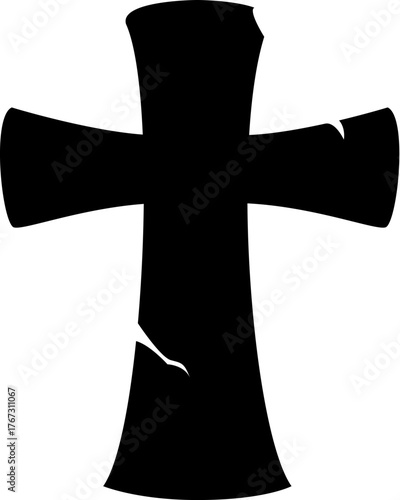 Halloween cemetery tomb old cross tombstone silhouette. Spooky graveyard tombstone shape, horror creepy tomb gravestone vector symbol. Halloween holiday cemetery headstone isolated silhouette