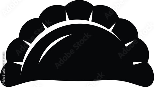 Black silhouette of a single crescent shaped dumpling or empanada