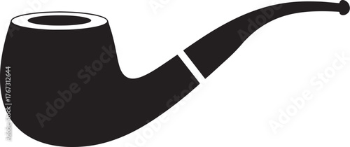 Classic Tobacco Smoking Pipe Silhouette Icon.