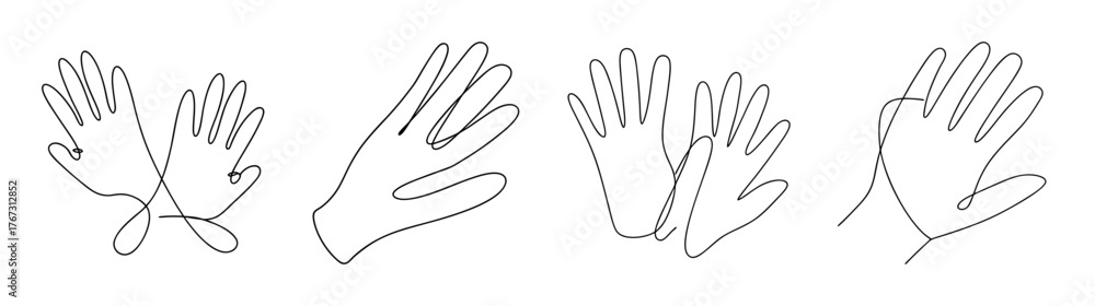 Obraz premium Four hand poses sketching various golf glove grip styles for sports