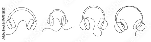 Set of headphones displayed from multiple angles showing detail and design