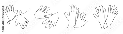 Abstract sketch of hands performing various gestures and sign language