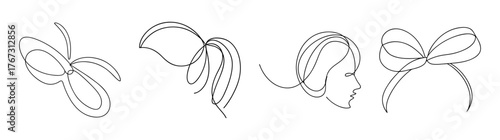 Chic hair band designs featuring bows and leaf motifs sketch style