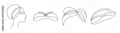 Sketchy outline headbands displayed from multiple angles for design reference