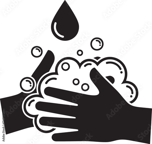 Washing hands with soap and water for hygiene and health.