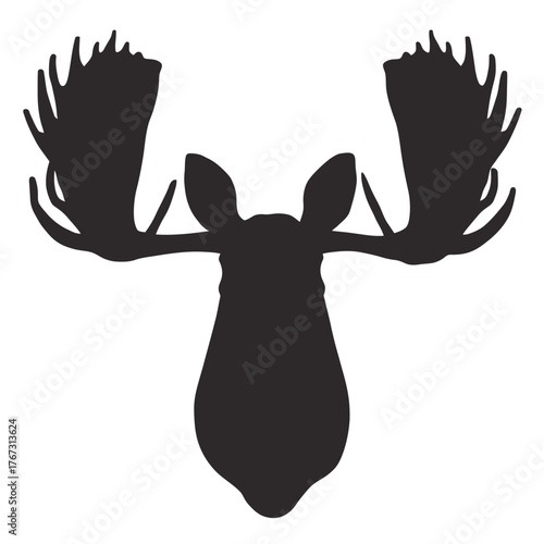 Moose head silhouette against white background vector illustration