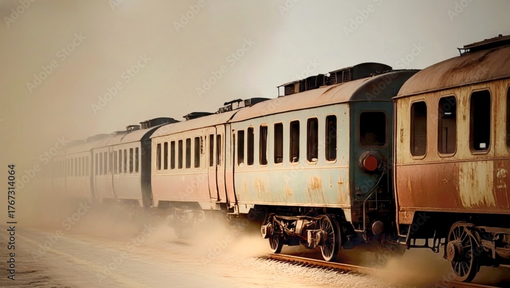 Obraz premium Old train on railway station