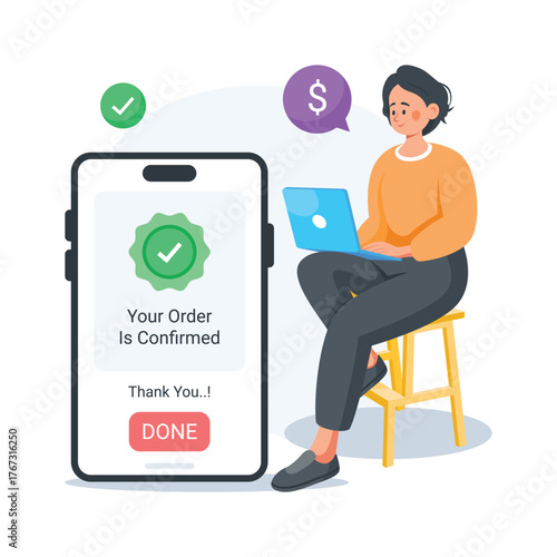 Take your hands on this amazing order confirmation flat illustration