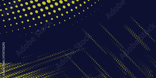 Abstract modern dots halftone yellow and blue color pattern gradient grunge texture background.