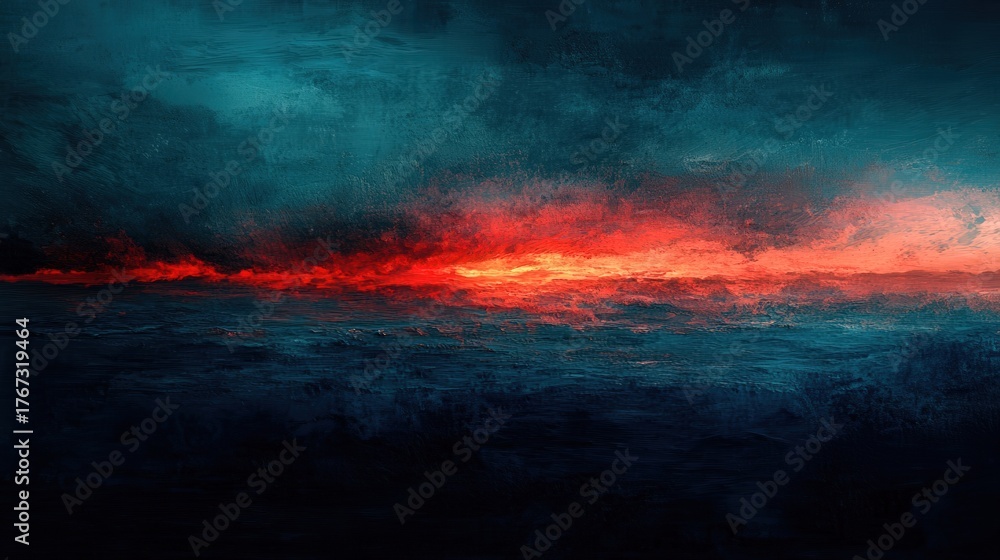 Fototapeta premium Dramatic Sky Above Calm Water: A Stunning Sunset Reflection