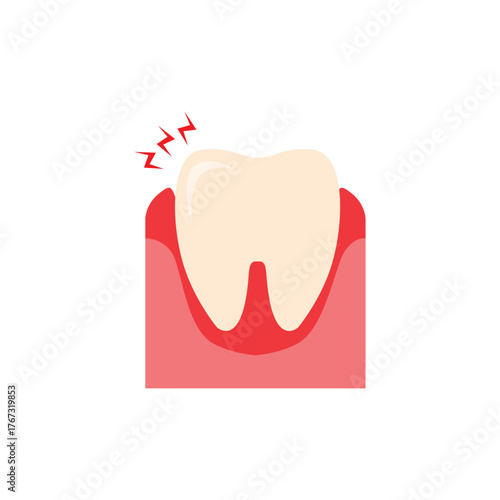 Dental inflammation, treatment of tooth roots, symbol on a white background. Vector illustration