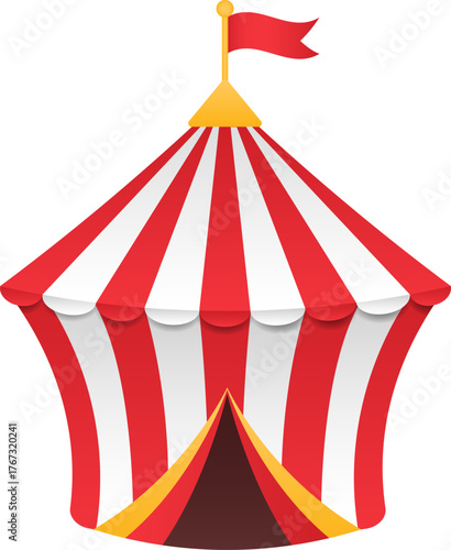 Vector illustration of a circus tent isolated on transparent background.