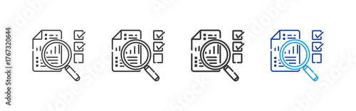 audit icons with different thickness and color lines on a white background