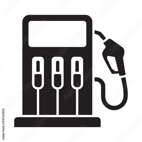 Black and white icon of a fuel pump with three nozzles
