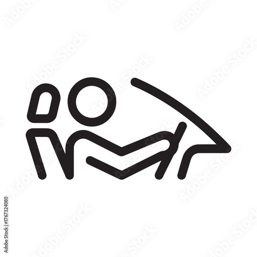 Stylized icon of a person helping another person in a car
