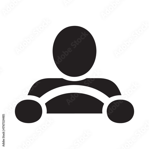 Simple icon of a person driving a car steering wheel