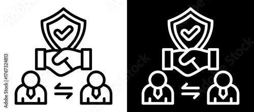 Trusted Partner Icon Set In Black And White Filled Style Collection