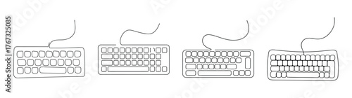 Vintage computer keyboard lines drawing style design element computer keyboard keyboard input device
