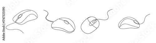 Artistic sketch of a computer mouse with abstract swirls and details