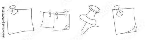 Sketchy bulletin board icons for notes messages announcements and ideas