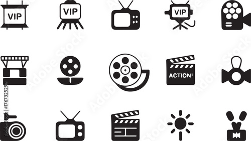 Vector art of collection of cinema and movie icons