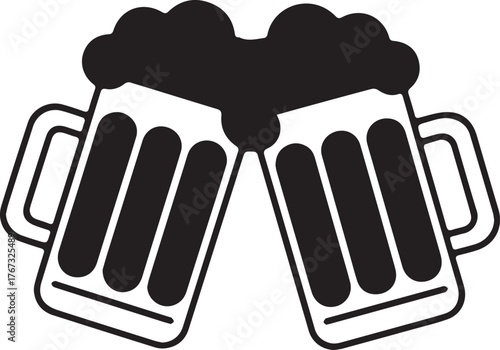 Vector art of two beer mugs toasting