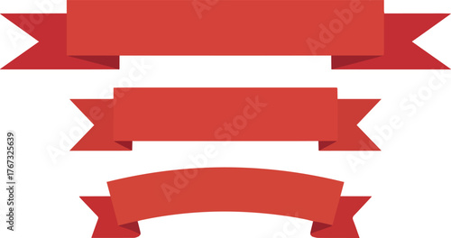 Vector art of collection of three red banners