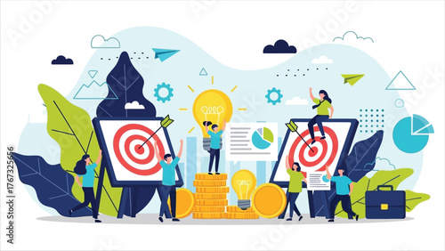 Business people working together to achieve common goals and targets.