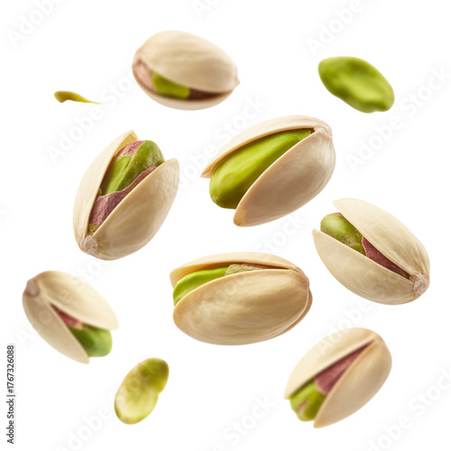 Wallpaper Mural Pistachio Nuts in Shells Floating on Transparent Background Isolated on Black Backdrop Torontodigital.ca