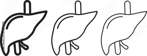 Bladder flush icon thin line outline set  Liver icon vector