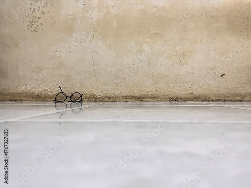the glasses are on the floor
