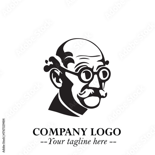 Intelligent Head of Professor Logo Symbol in Black on White Background with Modern Minimalist Design