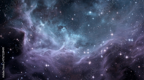 Wallpaper Mural Mystical Starfield with Glowing Nebula and Dust Clouds in Deep Space – Cosmic Night Sky with Shimmering Stars Torontodigital.ca