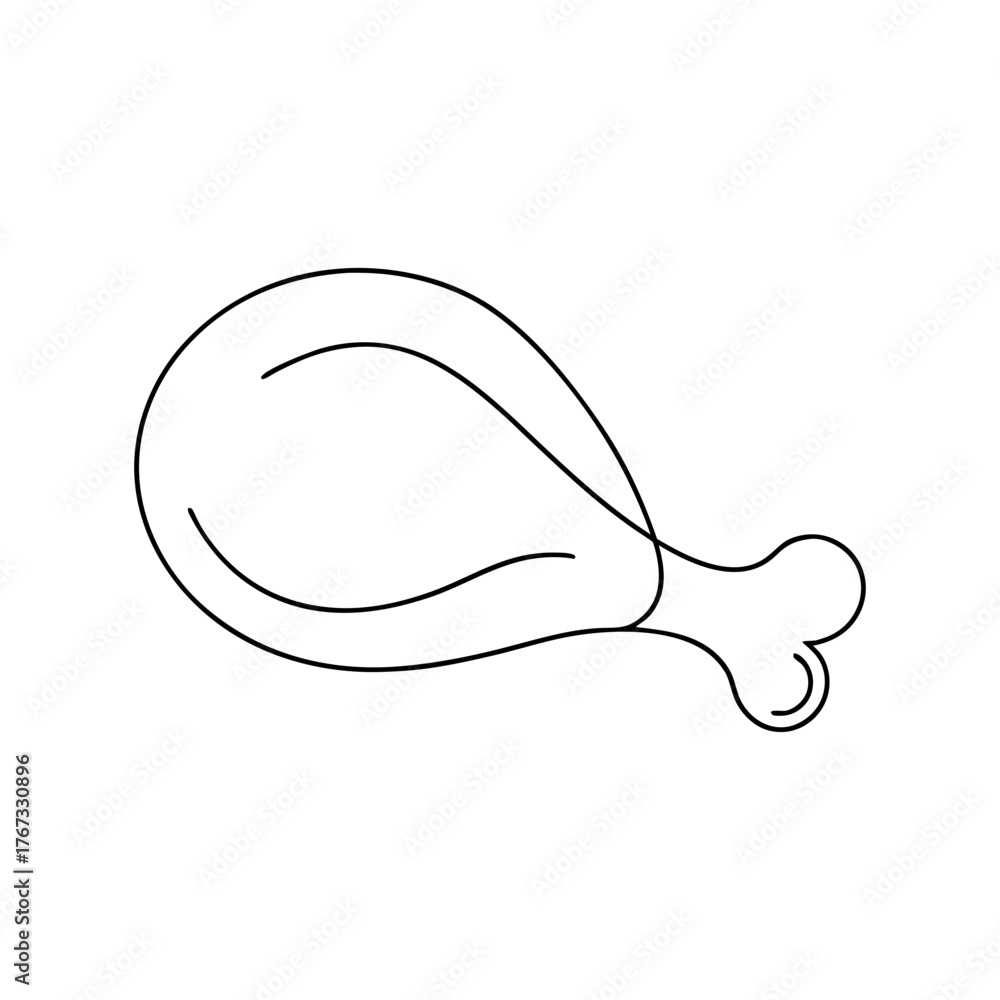 Obraz premium Simple line art of a delicious chicken drumstick ready to eat