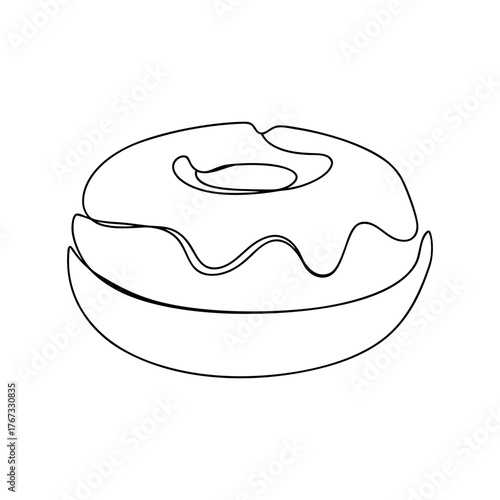 Simple line drawing of a bagel with cream cheese delicious breakfast pastry