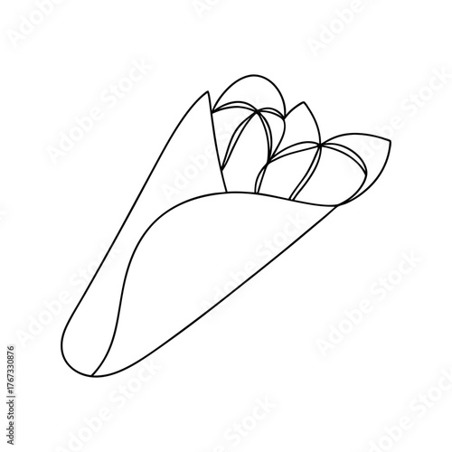 Simple sketch of a delicious burrito full of fresh ingredients
