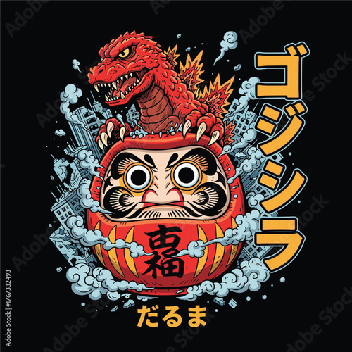 Godzilla Daruma Rising Strong with Power, Spirit, and Japanese Legend