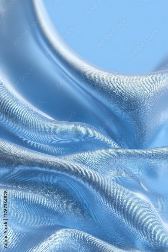 Obraz premium Light blue silk fabric drapes in soft waves