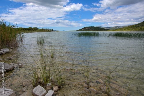Vrana Lake (Vransko jezero) nature park wetland shore near Prosika (Pirovac), Zadar, Croatia
