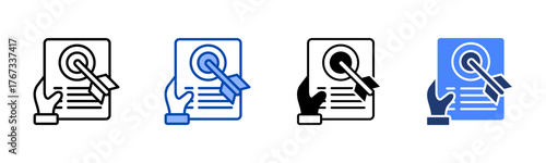 Objectives icon set multiple style collection