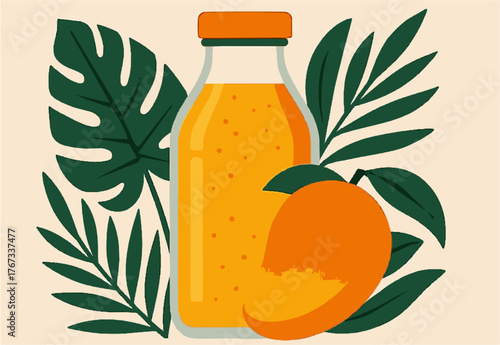 Healthy fresh olive oil bottle with green leaves and olives vector illustration design featuring ripe vegetables and citrus fruit icons for a vegetarian diet