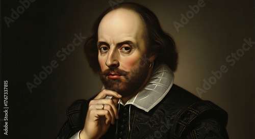 Portrait of William Shakespeare, English poet, playwright, and actor.