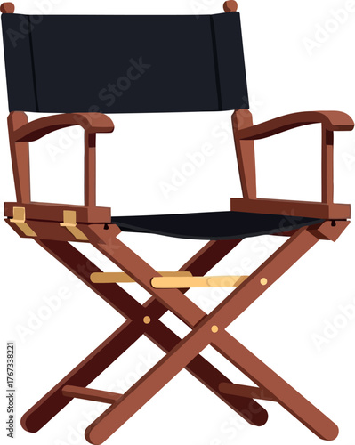 A director's chair stands ready on a film set for the next scene.