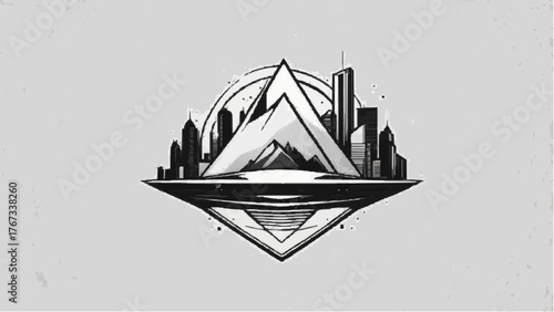 An abstract logo depicting a city silhouette alongside a triangle, representing modernity and architectural creativity