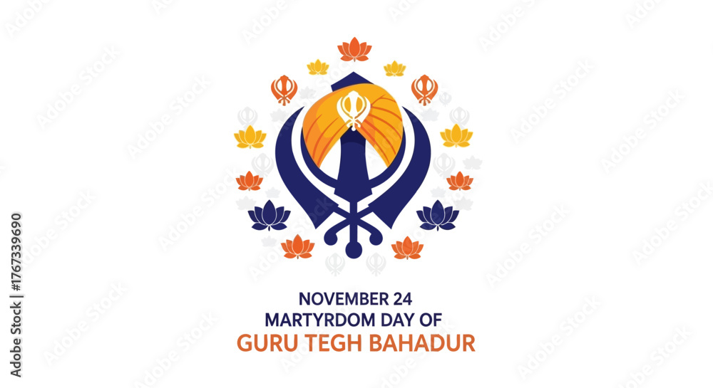 Obraz premium Guru Tegh Bahadur’s Martyrdom Day Poster Vector Illustration 
