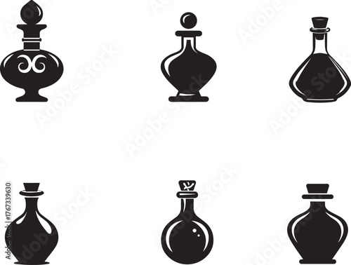 Perfume Bottle Vector Icons Set